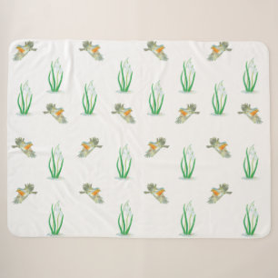 Red Robin Birds en Snowdrops Spring Patroon Sherpa Deken