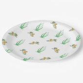 Red Robin Birds & Snowdrops Playful Spring Pattern Papieren Bordje (Gekanteld)