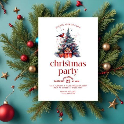 Red Robin Christmas Tree Fête Invitation