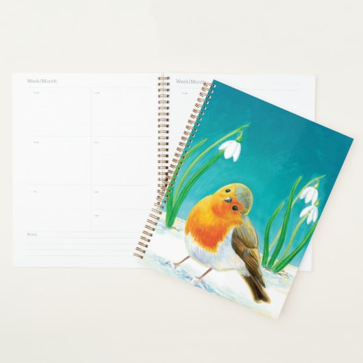 Red Robin Early Spring Snowdrops Illustratie Planner (Display)
