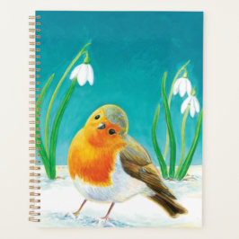 Red Robin Early Spring Snowdrops Illustratie Planner