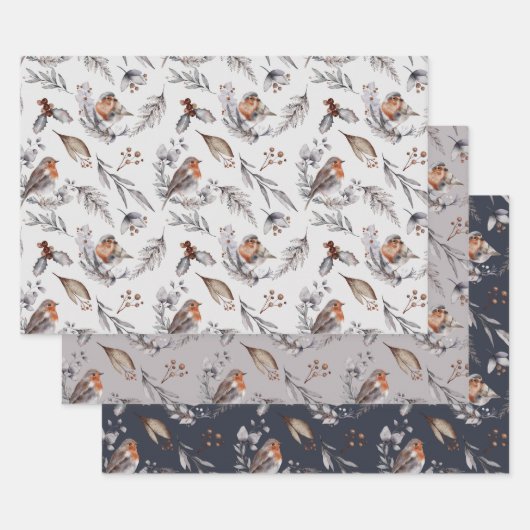 Red Robin Festive Kerstmis  Inpakpapier Vel (Set)