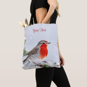 Red Robin Holiday Christmas Canvas tas