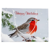 Red Robin Holiday Christmas Gift Bag Groot Cadeauzakje (Achterkant)