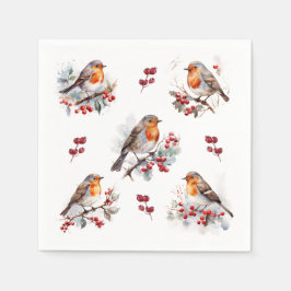 Red Robin Holly Christmas Servet