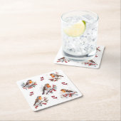 Red Robin Holly Christmas Vierkante Kartonnen Onderzetter (Insitu)