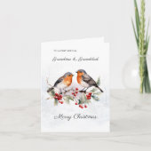Red Robin Holly Grootouders Kerst Kaart (Voorkant)