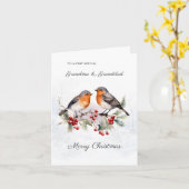 Red Robin Holly Grootouders Kerst Kaart (Gele Bloem)