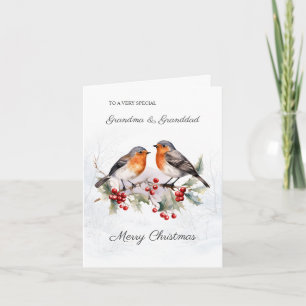 Red Robin Holly Grootouders Kerst Kaart