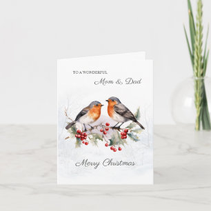 Red Robin Holly Mom & Dad Kerst Kaart