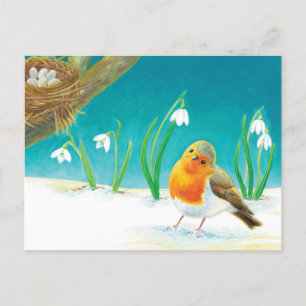 Red Robin Illustration Aankondigingskaart