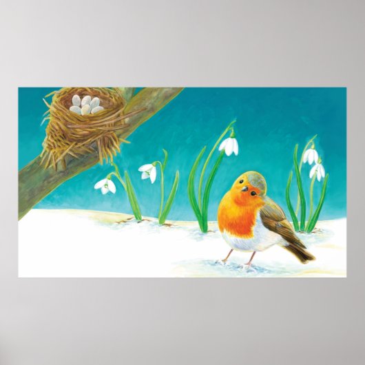 Red Robin Illustration Poster (Voorkant)