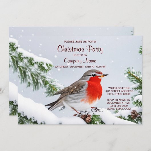 Red Robin Kerstfeest Vakantie uitnodiging (Voorkant / Achterkant)