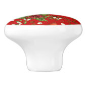 Red robin mistletoe Aangepaste naam rood kerstfees Keramische Knop (Zijkant)