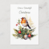 Red Robin Pine Christmas Enclosure Card Informatiekaartje (Voorkant)