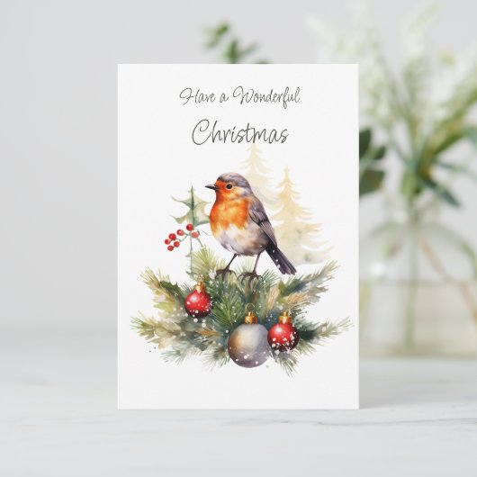Red Robin Pine Christmas Enclosure Card Informatiekaartje (Staand voorkant)