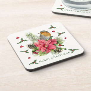 Red Robin Poinsettia Kerstmis Bier Onderzetter