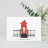 Red Robin Post Box Wedding RSVP Kaartje (Staand voorkant)