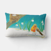 Red Robin Spring Snowdrops Kussen (Achterkant)