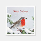 Red Robin Vakantie Kerstmis Papier Servet (Voorkant)