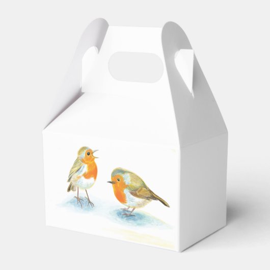 Red Robins in Winter Favor Box Bedankdoosjes (Voorkant Zijde)