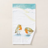 Red Robins in Winter Kitchen Towel Bad Handdoek (Handdoek)
