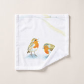 Red Robins in Winter Kitchen Towel Bad Handdoek (Wasdoekje)
