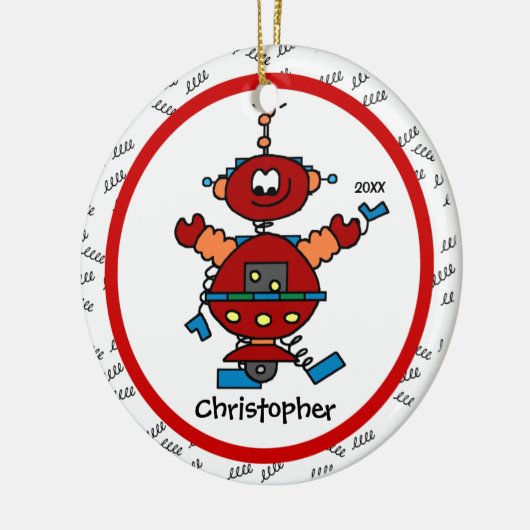 Red Robot Personalized Boy kerstversiering Keramisch Ornament (Links)