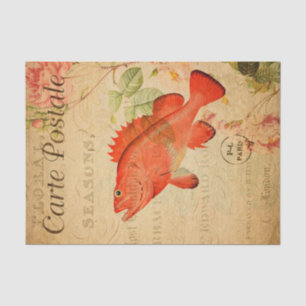 Red Rock Fish Floral Flowers Franse Tissuepapier