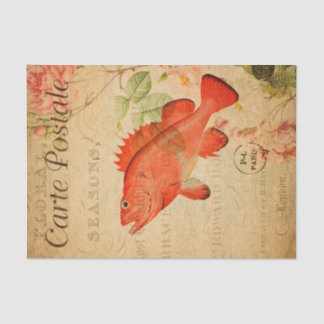 Red Rock Fish Floral Flowers Franse Tissuepapier