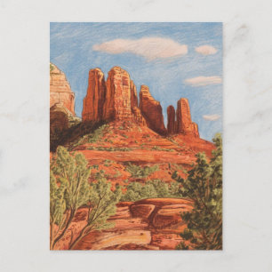 Red Rock, Sedona, Arizona, Crayon tekening Briefkaart
