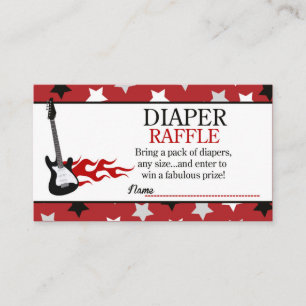 Red Rock Star Baby shower Diaper Raffle Informatiekaartje