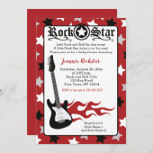 Red Rock Star Guitar Rock a Bye Shower Invitations (Devant / Derrière)