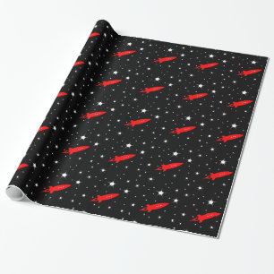 Red Rocket in Space Cadeaupapier