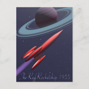 Red Rocketship Briefkaart