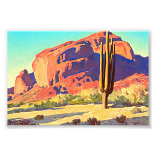 Red Rocks and Cactus van Maynard Dixon Foto Afdruk