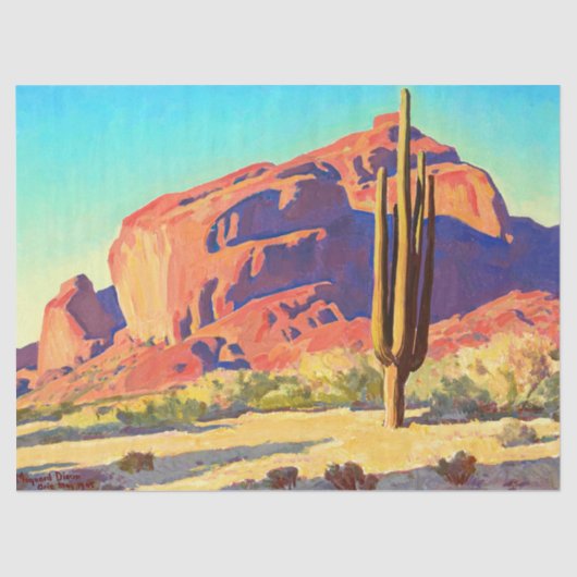 Red Rocks and Cactus van Maynard Dixon Tissuepapier (Voorkant)