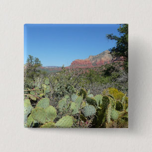 Red Rocks en Cacti I Vierkante Button 5,1 Cm
