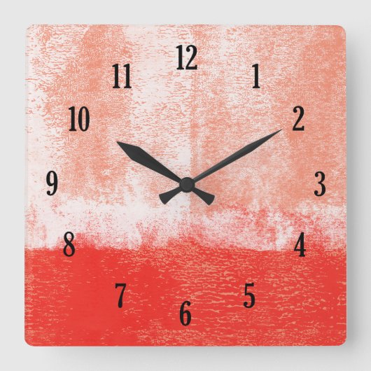 Red rolled paint clock vierkante klok (Voorkant)