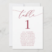 Red Romantic Holiday Siège Numéro de table (Dos)