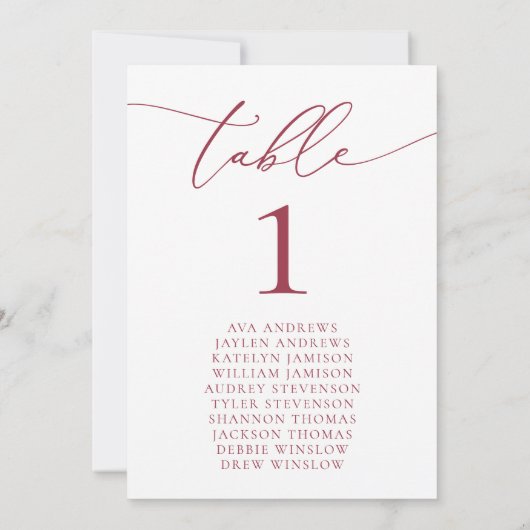 Red Romantic Holiday Siège Numéro de table (Dos)