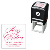 Red Romantic Merry Christmas Script Retouradres Zelfinktende Stempel (In situ)