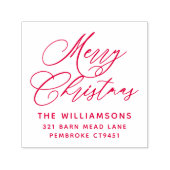 Red Romantic Merry Christmas Script Retouradres Zelfinktende Stempel (Design)