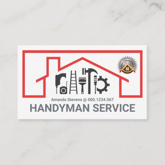 Red Roof Building Repair Tools Frame Visitekaartje (Voorkant)