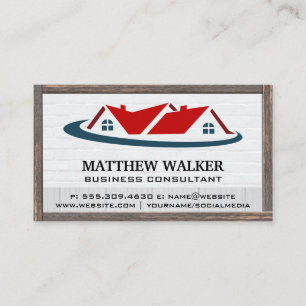 Red Roof Top Home Logo Lijst van hout Visitekaartje
