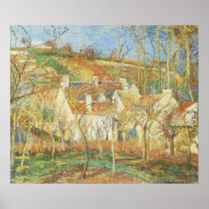 Red Roofs, hoek van een dorp, winter door Pissarro Poster