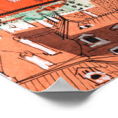 Red Roofs Prague Czech Cityscape Paper Collage Art Poster (Hoek)