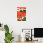 Red Roofs Prague Czech Cityscape Paper Collage Art Poster (Thuiskantoor)