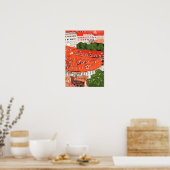 Red Roofs Prague Czech Cityscape Paper Collage Art Poster (Keuken)