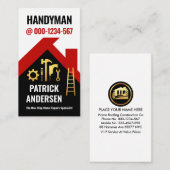 Red Rooftop Building Handyman Visitekaartje (Voorkant / Achterkant)